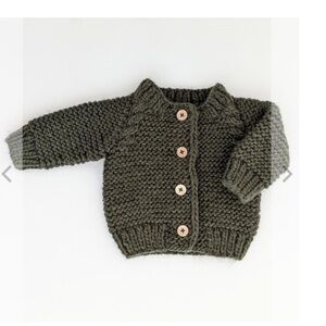 Huggalugs Loden Garter Stitch Cardigan Sweater size 18-24 M
